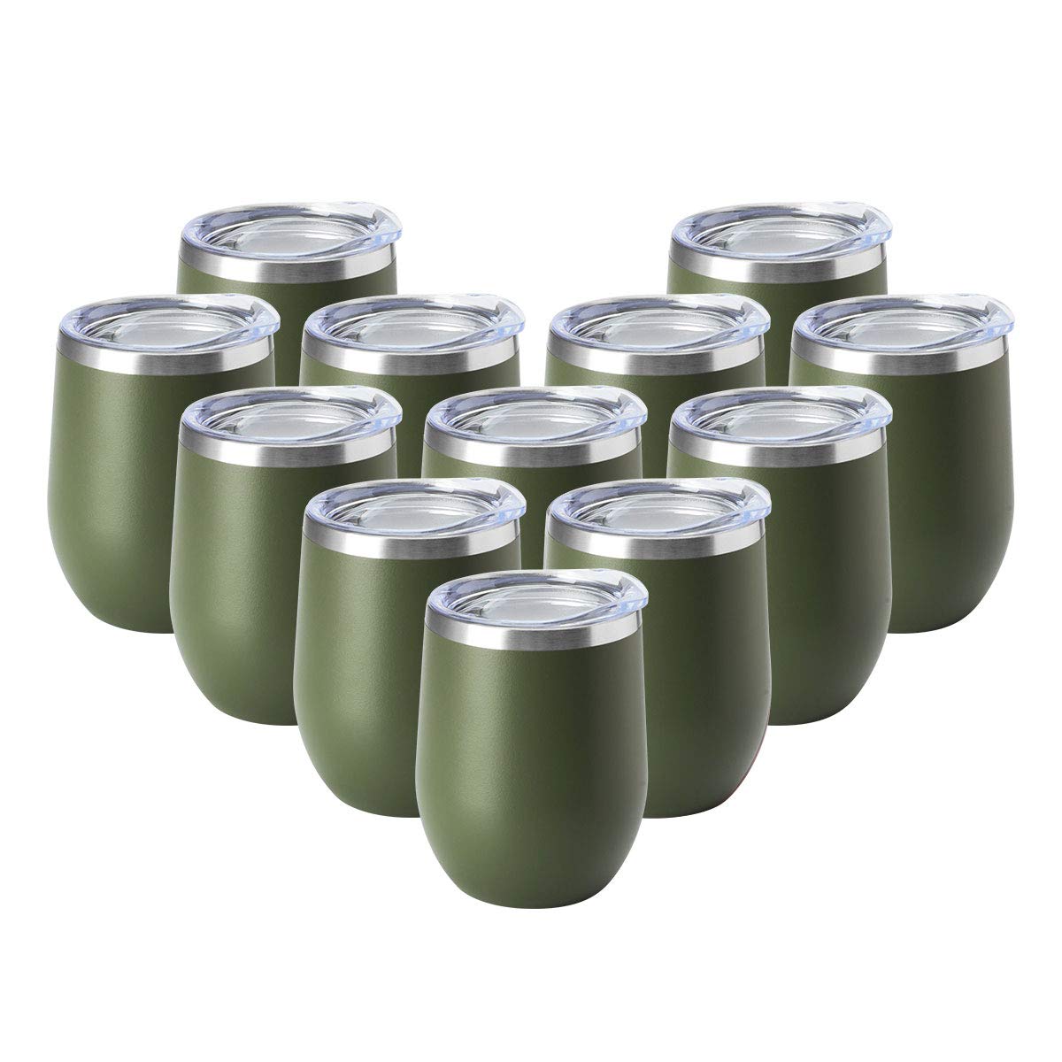HASLE OUTFITTERS 12oz Wine Tumbler with Lid Stemless Wine Glasses Double Wall Vacuum Travel Mugs stainless steel Coffee Cup for Cold & Hot Drinks Wine Coffee Cocktails Beer 12 Pack White