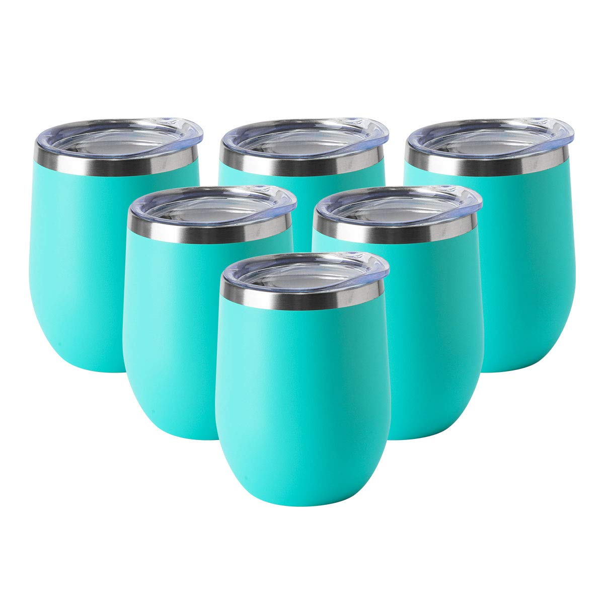 HASLE OUTFITTERS 12oz Wine Tumbler with Lid Stemless Wine Glasses Double Wall Vacuum Travel Mugs stainless steel Coffee Cup for Cold & Hot Drinks Wine Coffee Cocktails Beer 12 Pack White