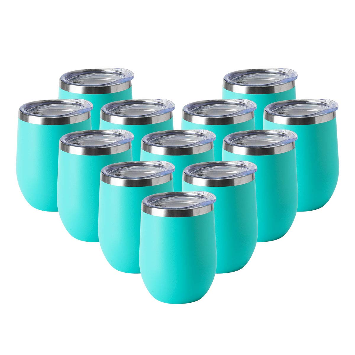 HASLE OUTFITTERS 12oz Wine Tumbler with Lid Stemless Wine Glasses Double Wall Vacuum Travel Mugs stainless steel Coffee Cup for Cold & Hot Drinks Wine Coffee Cocktails Beer 12 Pack White