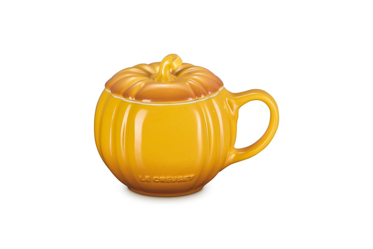 Le Creuset Stoneware Pumpkin Mug with Lid, 14 oz., Persimmon