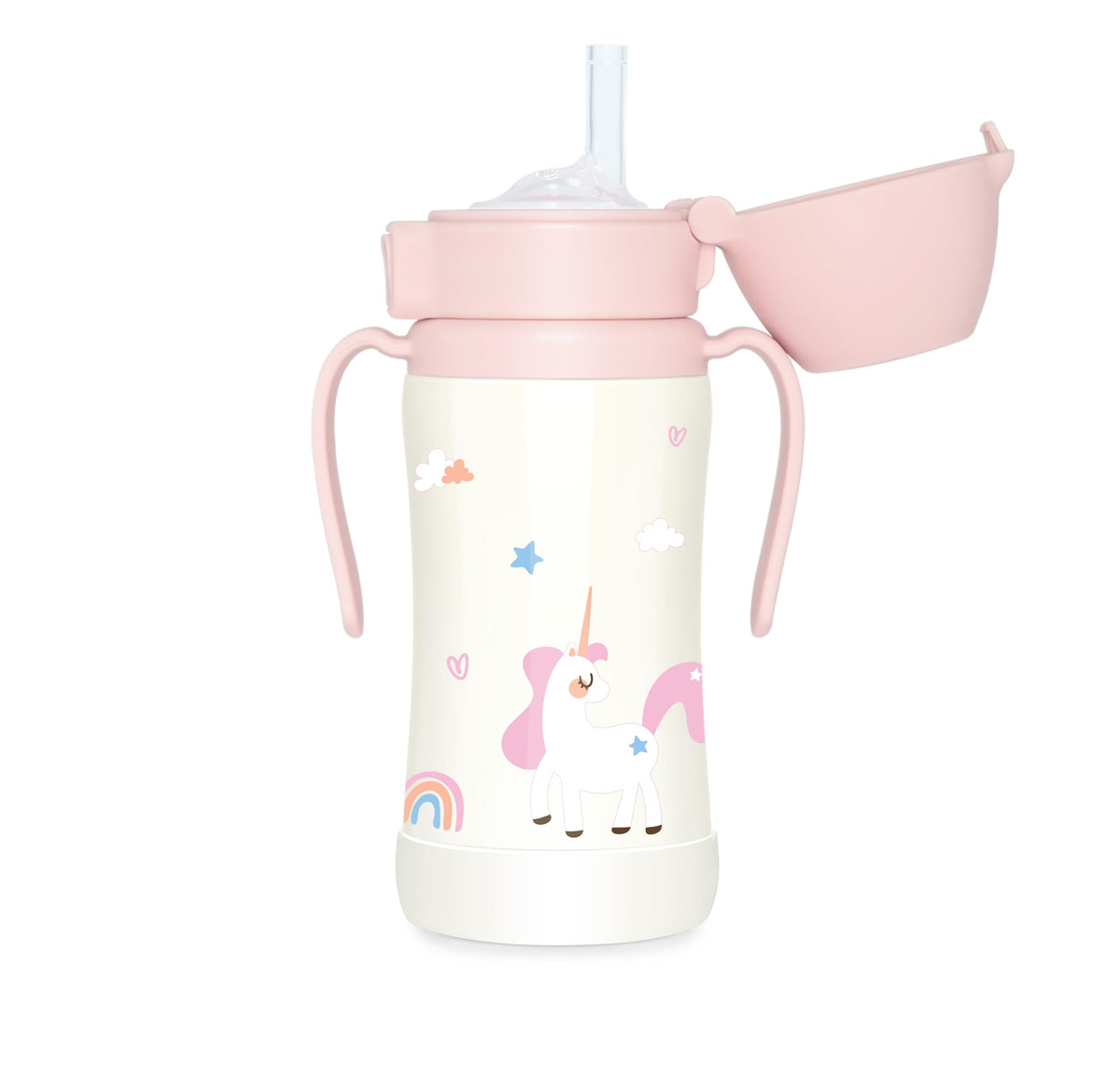 GROSMIMI Stainless Steel Baby Straw Cup, Spill-Proof, 12M+, 10oz (Bear)