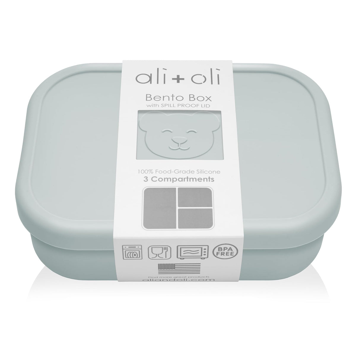 Ali+Oli Silicone Bento Box for Kids, Lunch Container for Toddler Daycare