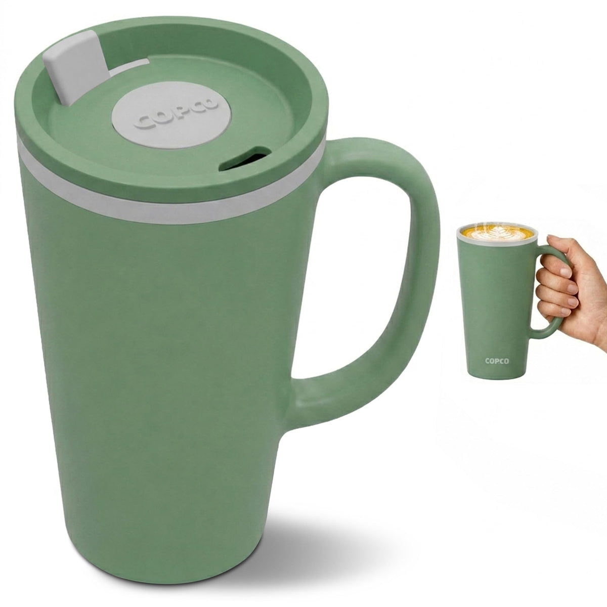 Copco 16 Oz Cone Insulated Travel Mug with Handle (Light Purple)