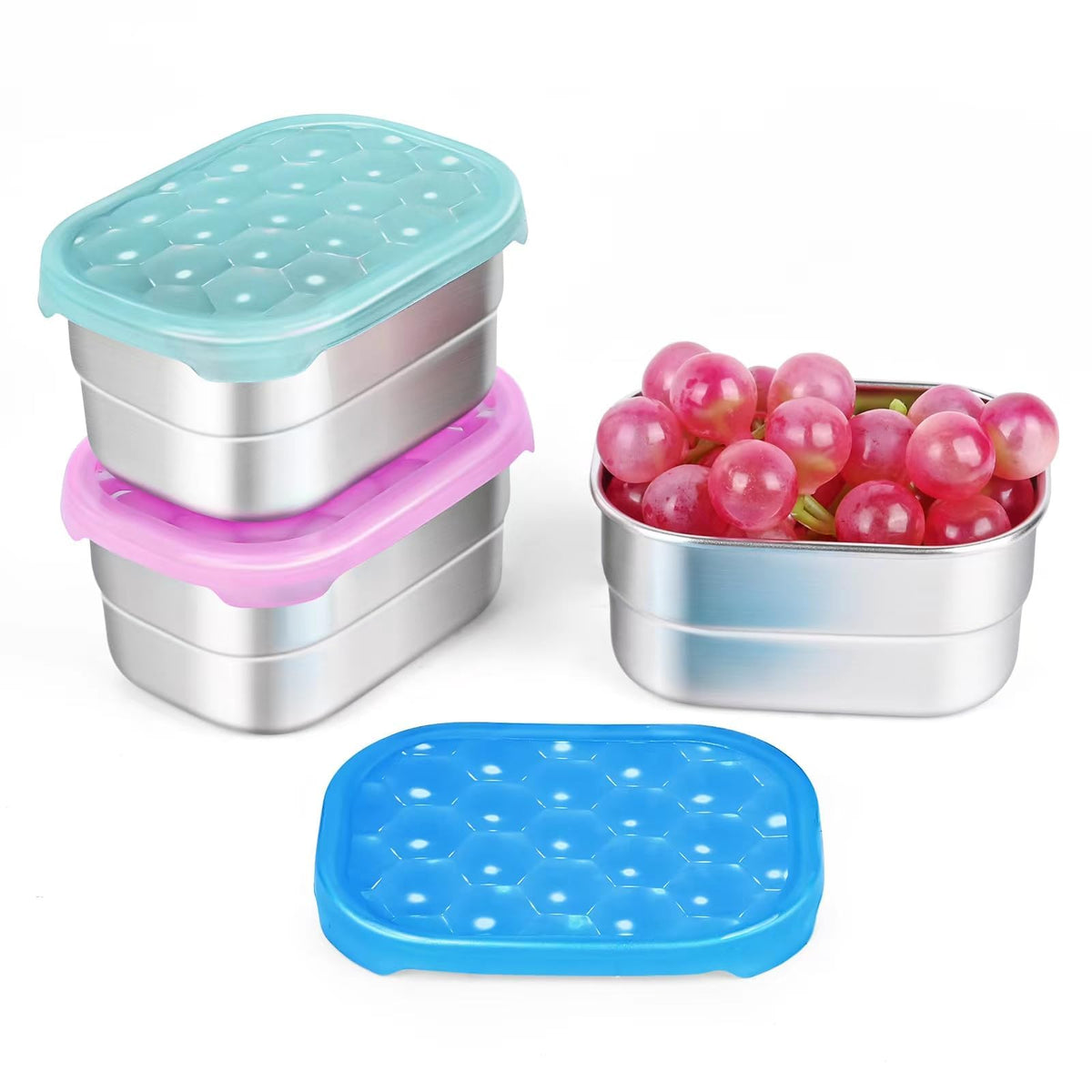 Tanjiae 4Pack 8oz Small (1 CUP) Stainless Steel Snack Containers for Kids | Reusable Easy Open Toddler Snack Containers with Silicone Lids | Stackable Toddler Lunch Box for Daycare, School and Travel