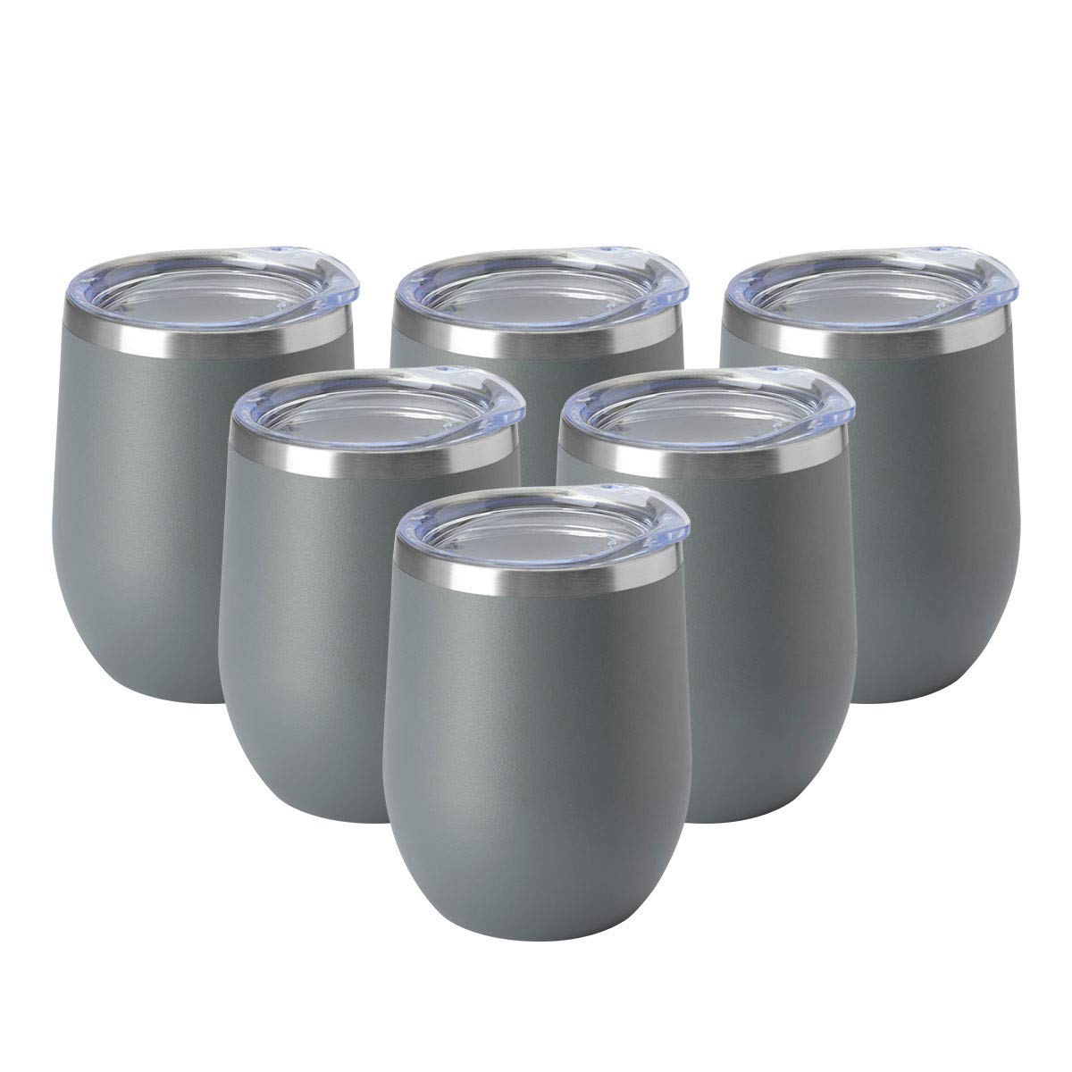 HASLE OUTFITTERS 12oz Wine Tumbler with Lid Stemless Wine Glasses Double Wall Vacuum Travel Mugs stainless steel Coffee Cup for Cold & Hot Drinks Wine Coffee Cocktails Beer 12 Pack White