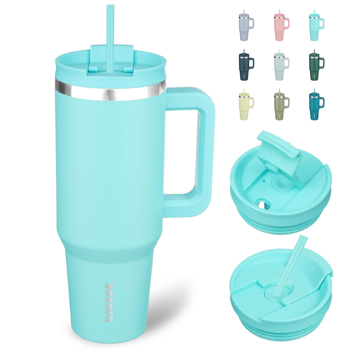 BJPKPK 30 oz Insulated Tumbler with Handle & Straw, Stainless Steel
