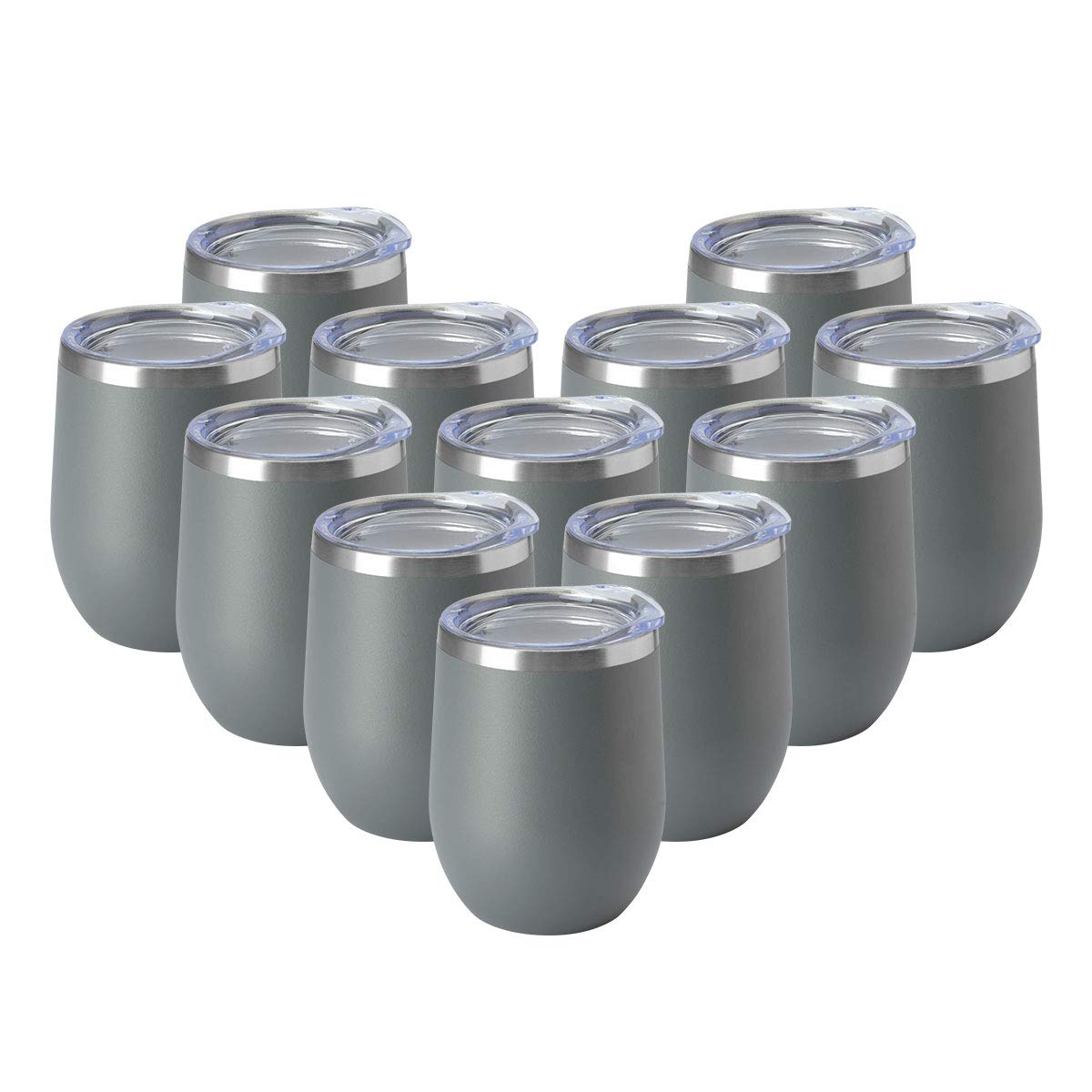 HASLE OUTFITTERS 12oz Wine Tumbler with Lid Stemless Wine Glasses Double Wall Vacuum Travel Mugs stainless steel Coffee Cup for Cold & Hot Drinks Wine Coffee Cocktails Beer 12 Pack White