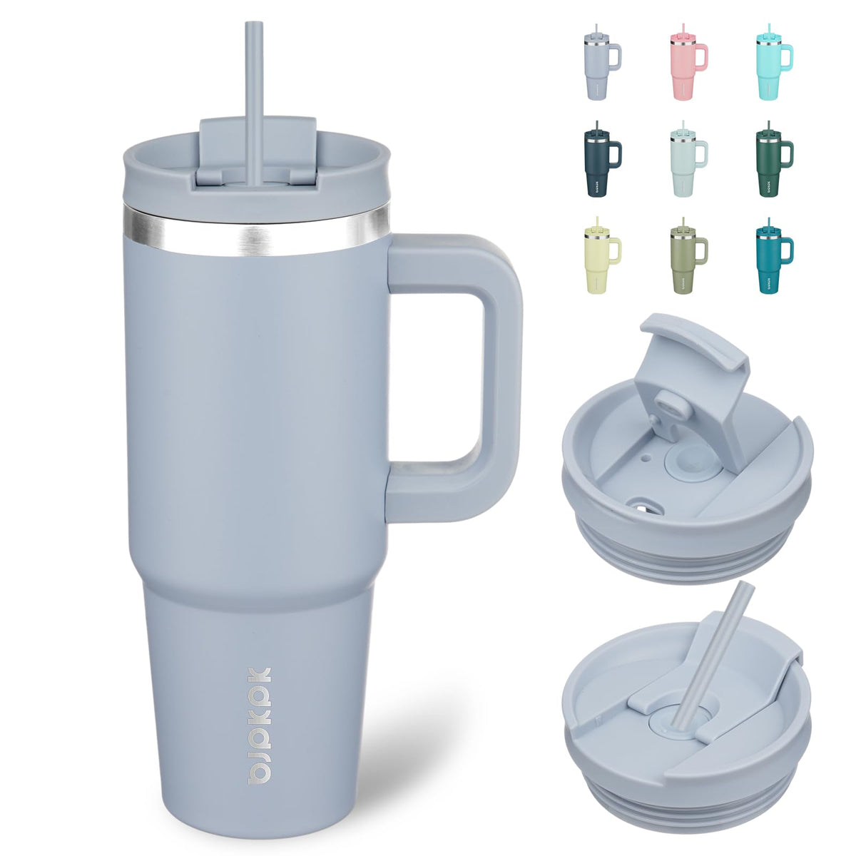 BJPKPK 30 oz Insulated Tumbler with Handle & Straw, Stainless Steel