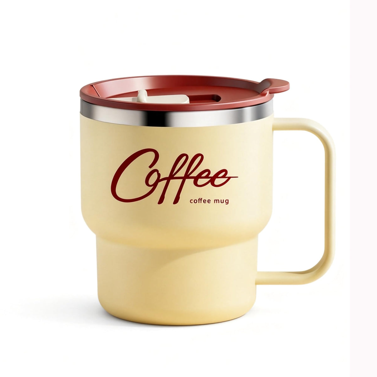 12 oz Insulated Coffee Mug with Lid and Handle, Double Wall Vacuum Insulated, Stainless Steel, Travel Cup for Hot or Cold Drinks