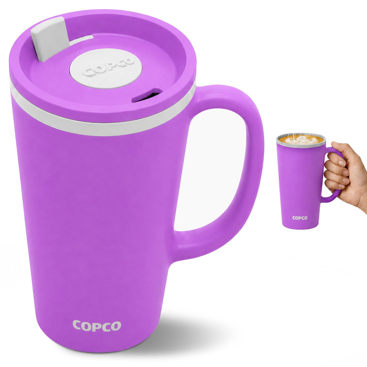 Copco 16 Oz Cone Insulated Travel Mug with Handle (Light Purple)
