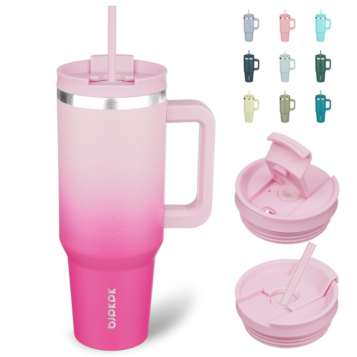 BJPKPK 30 oz Insulated Tumbler with Handle & Straw, Stainless Steel