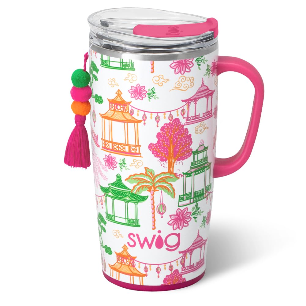 Swig Life 40oz Leakproof Mega Mug with Handle & Straw, Hydrangeas