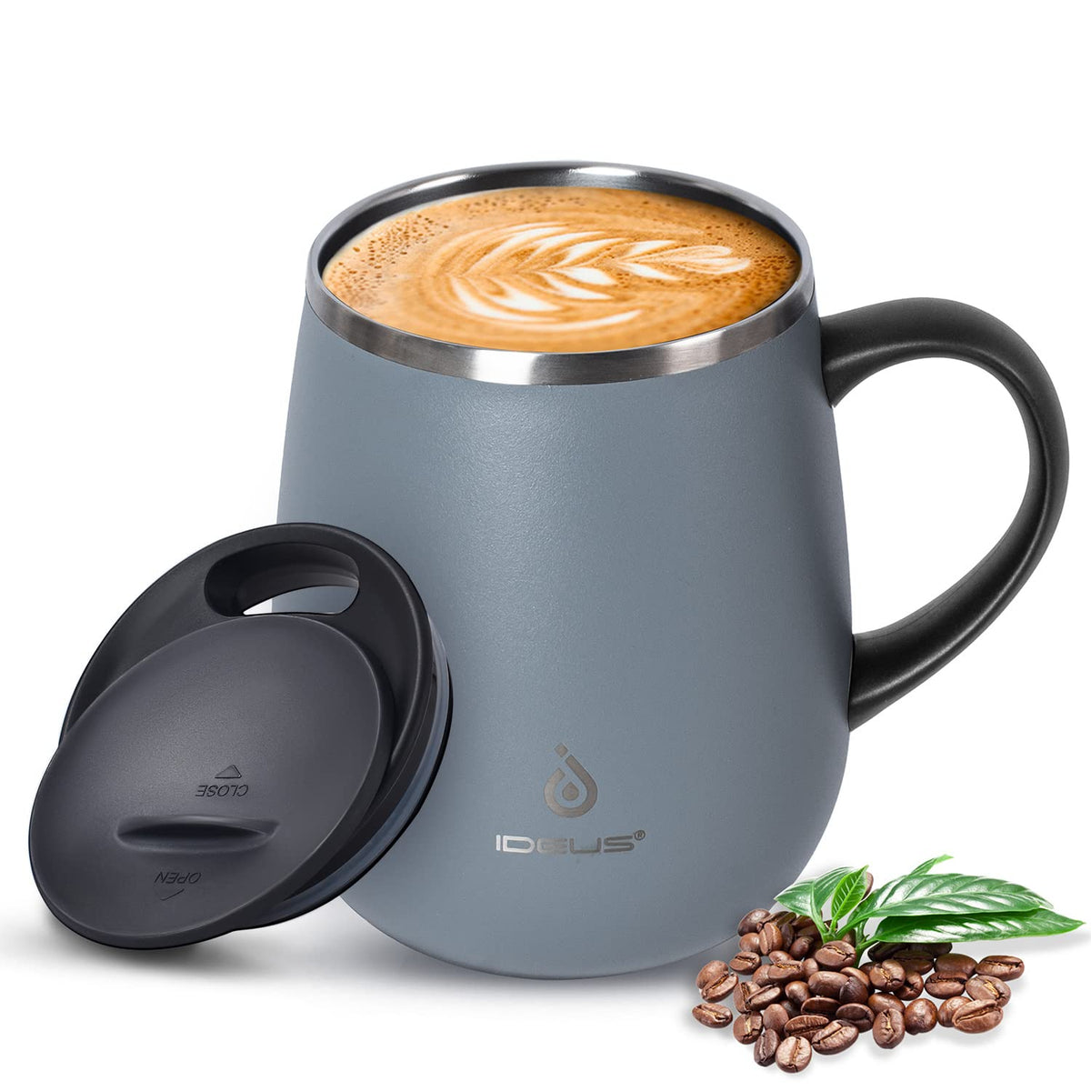 Ideus 16 oz Insulated Coffee Mug with Lid and Handle (Sakura Pink 2.0)