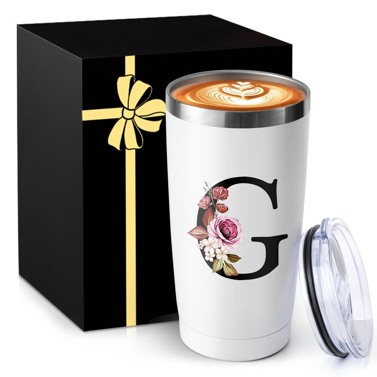 20 Oz Insulated Coffee Cup with Lid Car Tumbler Travel Mug Women Wife Husband Happy Birthday Wedding Romantic Gift Best Cool Day Personalized Unique Special Cute Custom Christmas Xmas Valentines Ideal