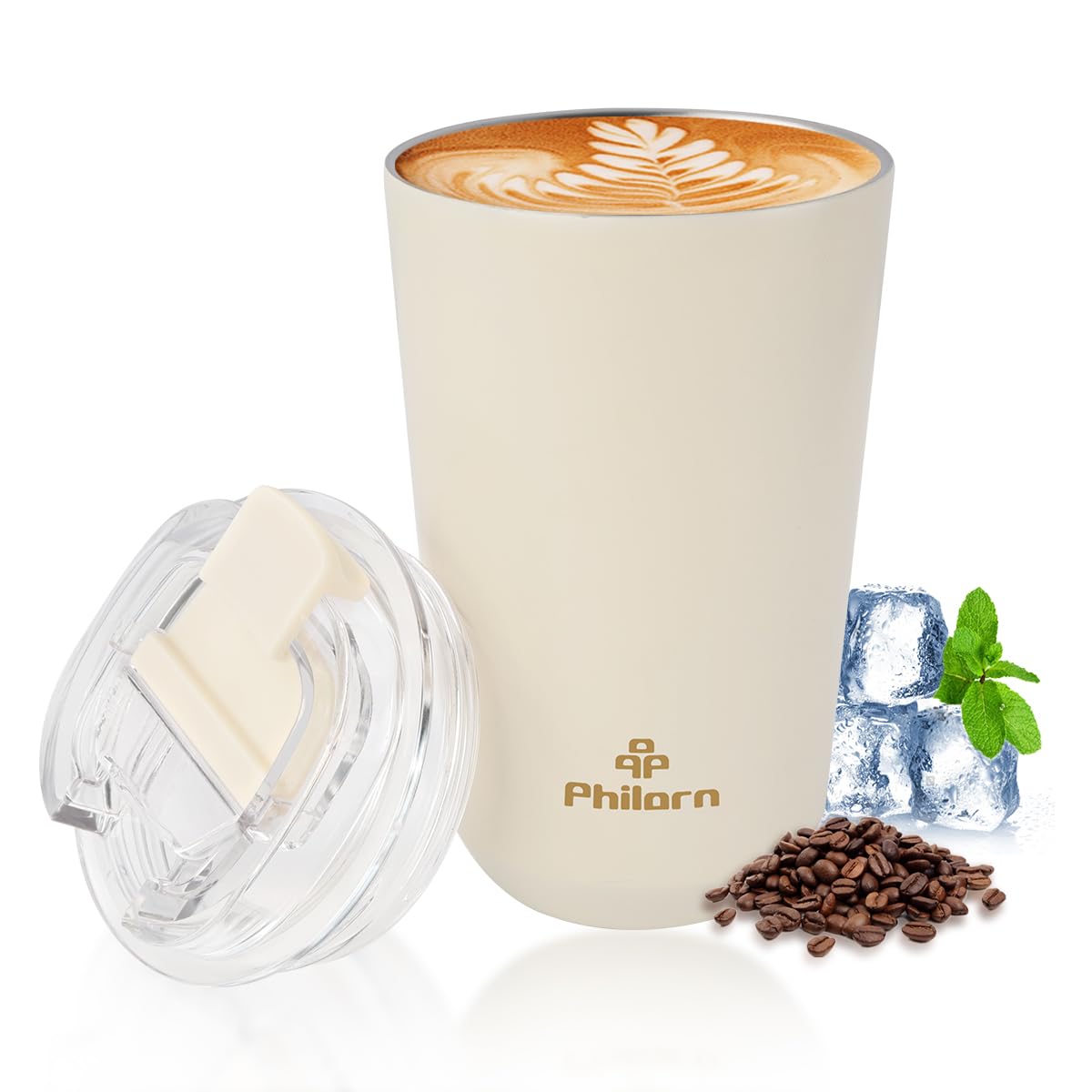 PHILORN Pink Coffee Tumbler - 12 OZ Insulated Coffee Mug With Lid