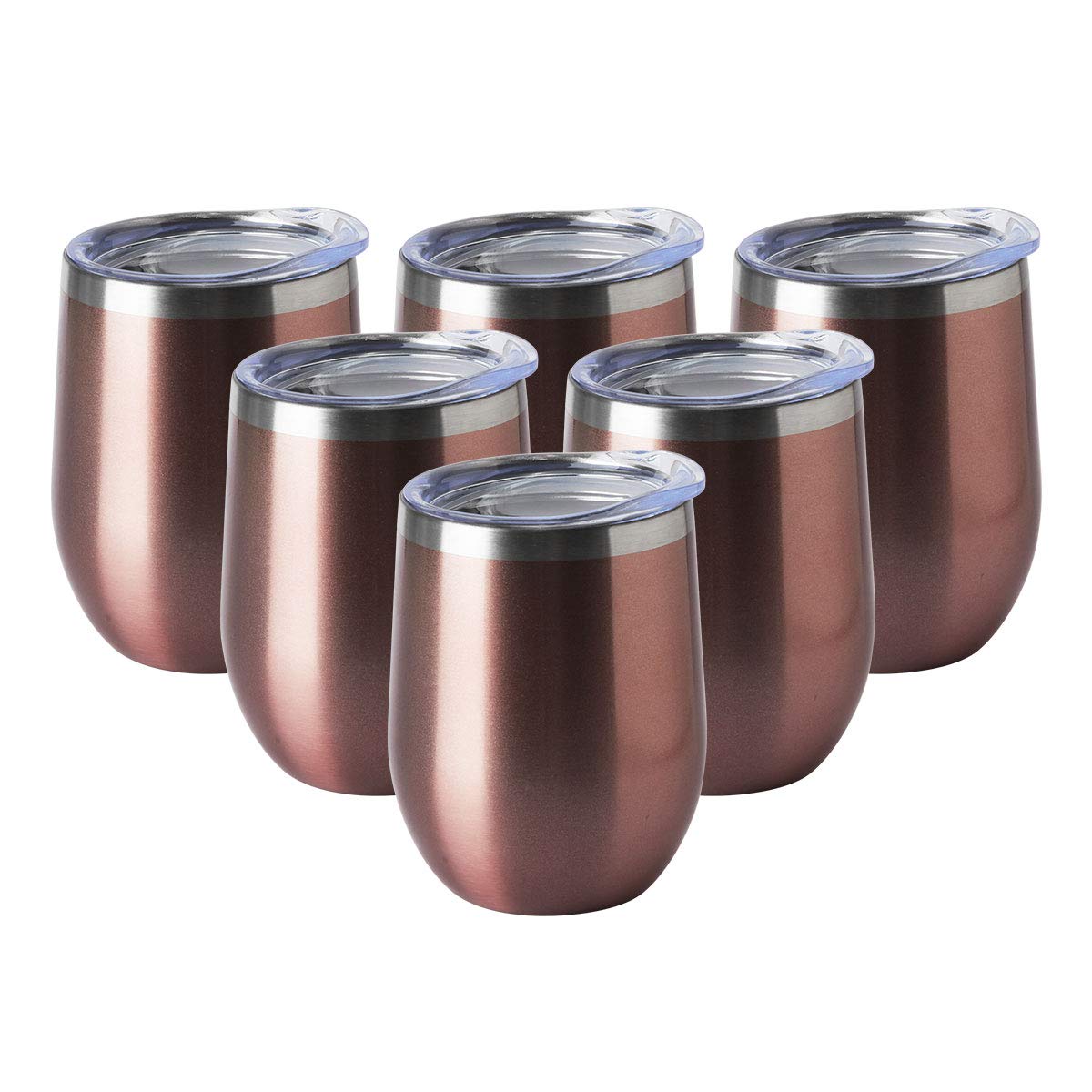 HASLE OUTFITTERS 12oz Wine Tumbler with Lid Stemless Wine Glasses Double Wall Vacuum Travel Mugs stainless steel Coffee Cup for Cold & Hot Drinks Wine Coffee Cocktails Beer 12 Pack White
