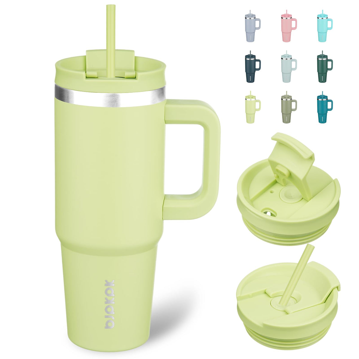 BJPKPK 30 oz Insulated Tumbler with Handle & Straw, Stainless Steel