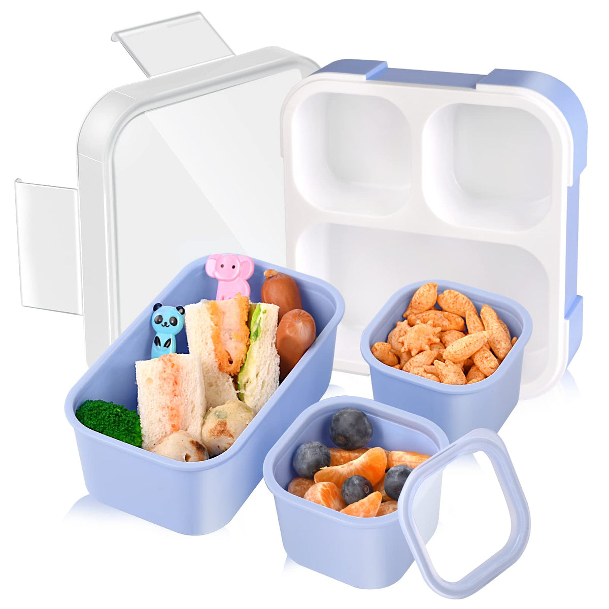 Genteen Bento Box for Kids, Kids Lunch Box with 3 Removable Compartments, Toddler Lunch Box for Daycare, School, Ideal Portion Size for Ages 3 to 7 BPA-Free Dishwasher Safe-Green - Purple