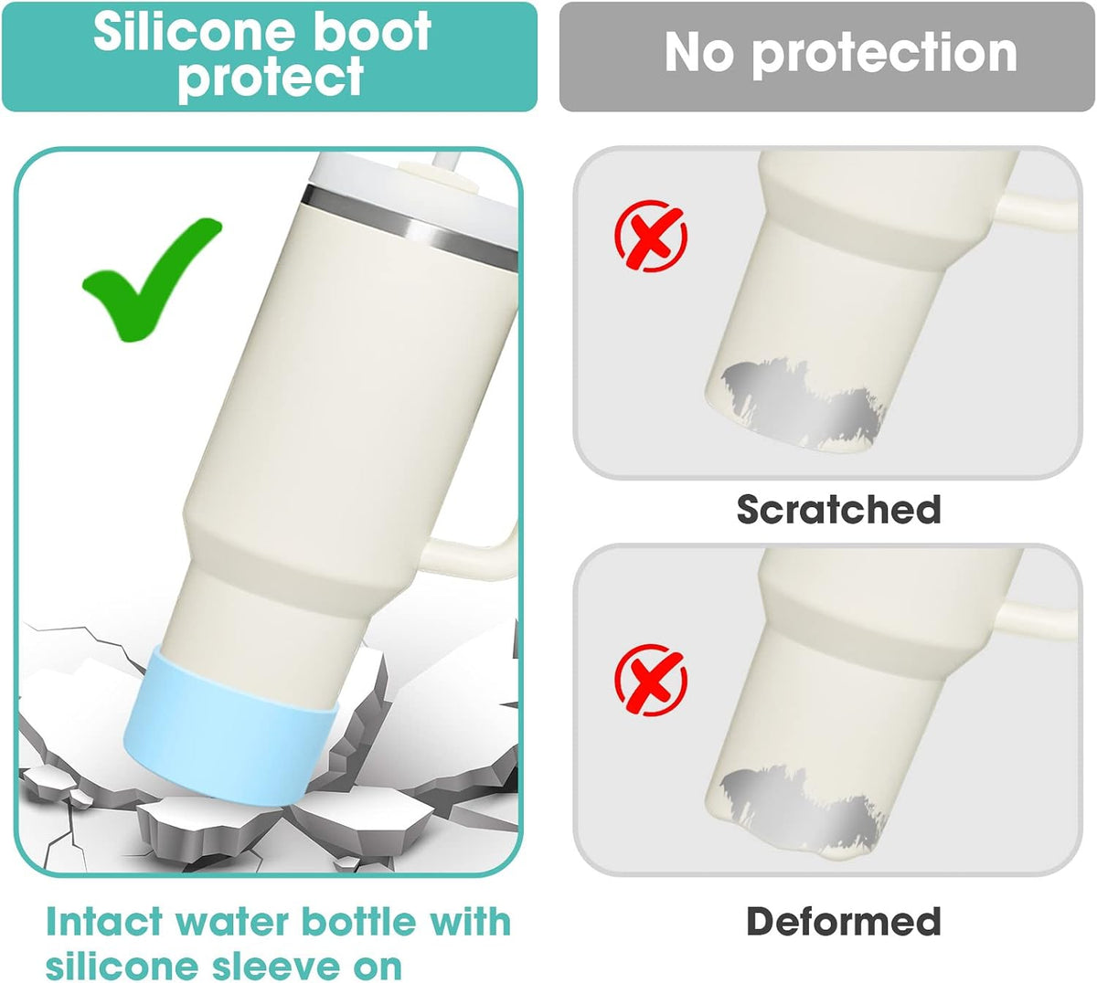 Airboat Upgrade 2PCS Protective Silicone Boot Bumper for Stanley Quencher Adventure 40oz 30oz 20oz Tumbler, Water Bottle Bottom Sleeve Cover Accessories for Stanley Mug Cup(Clear)