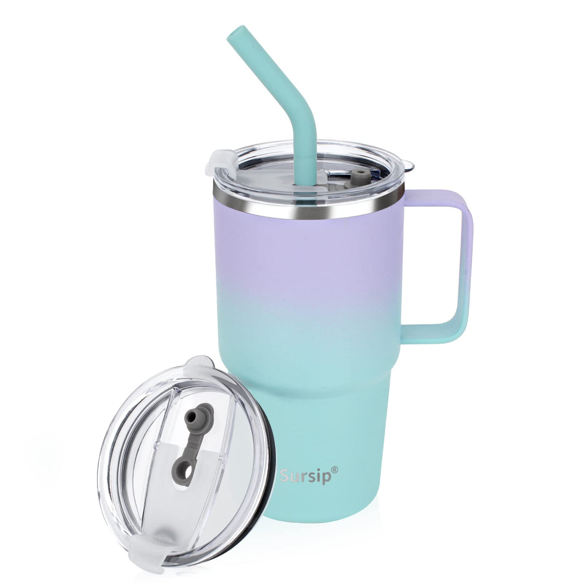 Sursip 24 oz Insulated Tumbler with Handle Lids and Straw