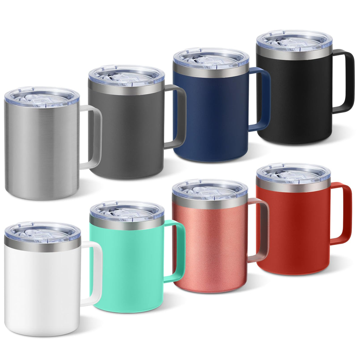 4 Pack 12oz Insulated Coffee Mug with Handle, 4 Colors