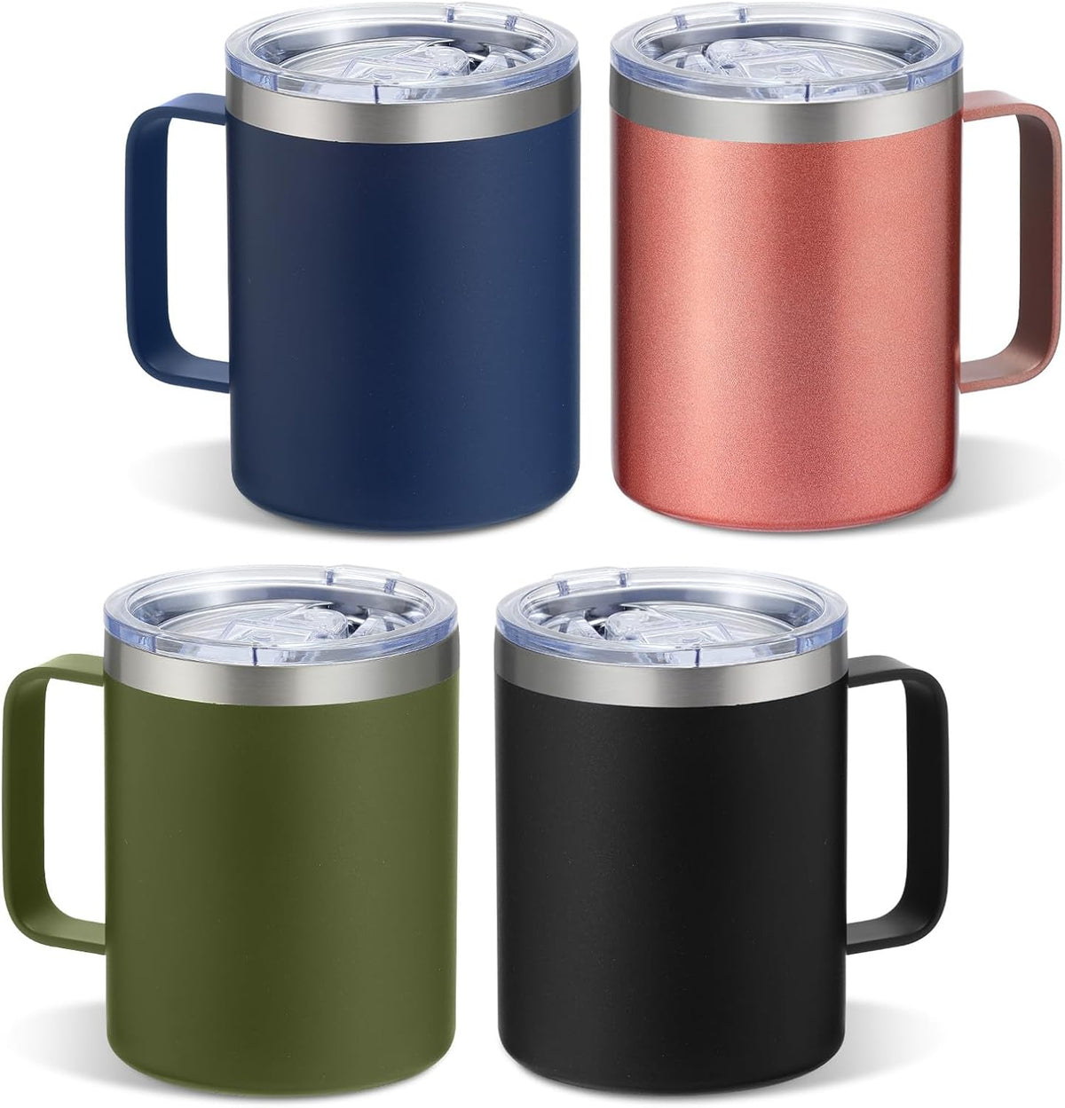 4 Pack 12oz Insulated Coffee Mug with Handle, 4 Colors