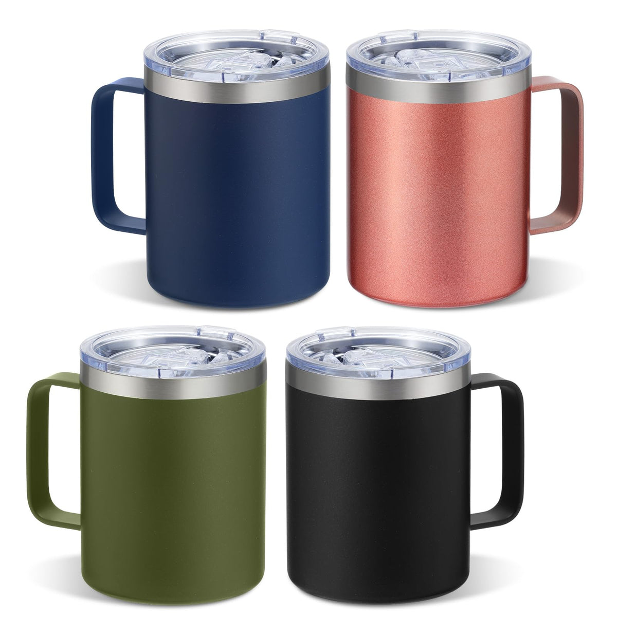4 Pack 12oz Insulated Coffee Mug with Handle, 4 Colors