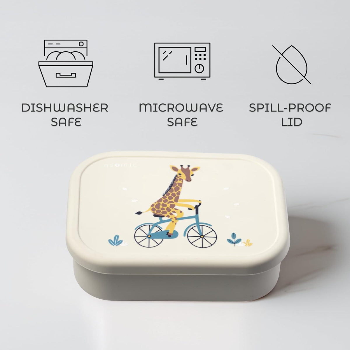 ASOMIC Silicone Bento Box for Toddlers & Kids, 3 Compartments, Crocodile