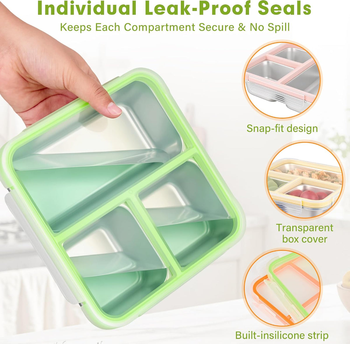 Stainless Steel Snack Container, 25oz Lunch Box, Meal Prep Box (Blue)