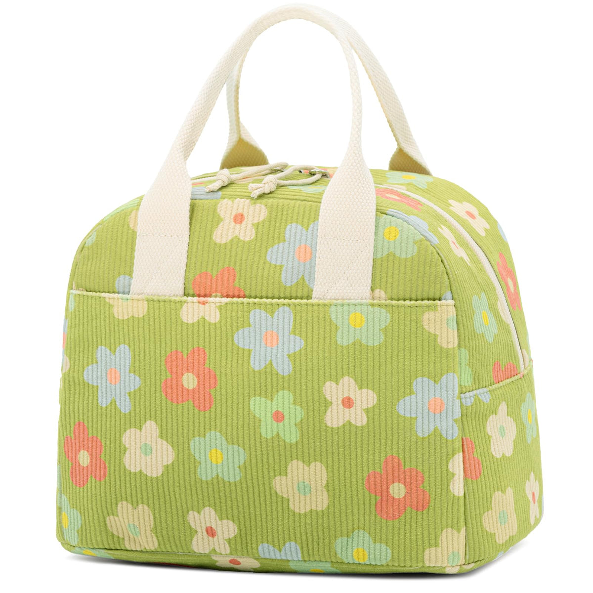LOVELYWIND Lunch Box for Women, Insulated Lunch Bag, Green Stripe Tote 9L