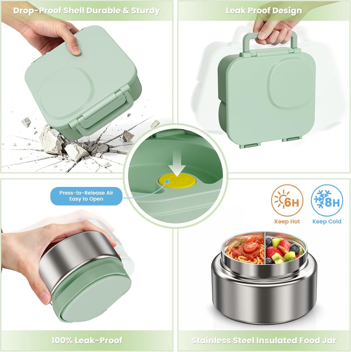 wiwens Kids Bento Lunch Box with Soup Thermo Food Lunch Container for Kid