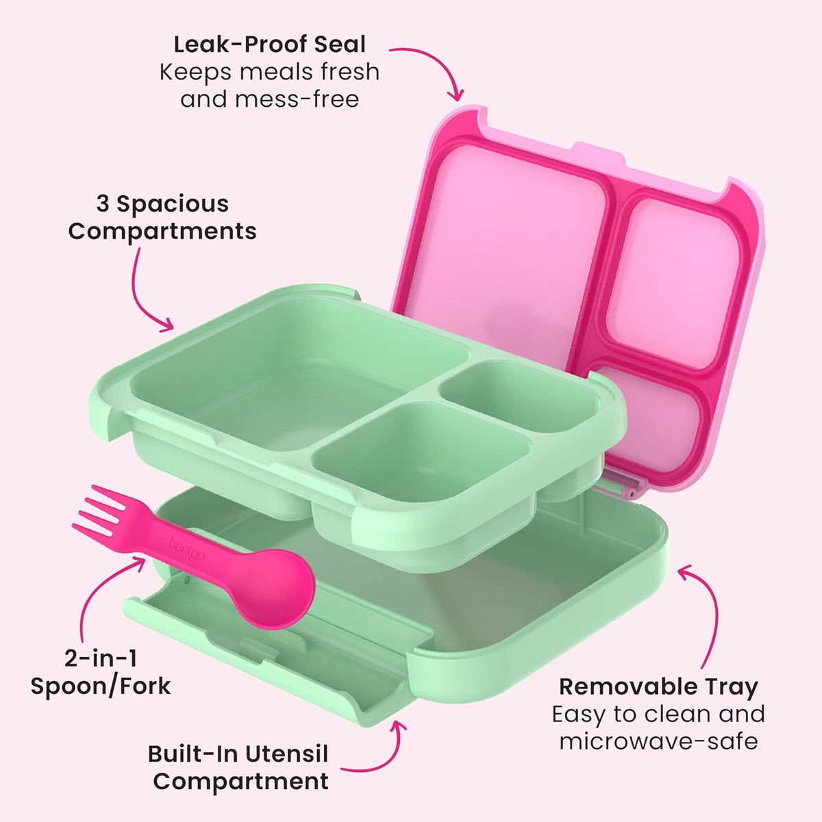 Bentgo Kids Stow & Go Leak-Proof Lunch Box with Built-In Utensil