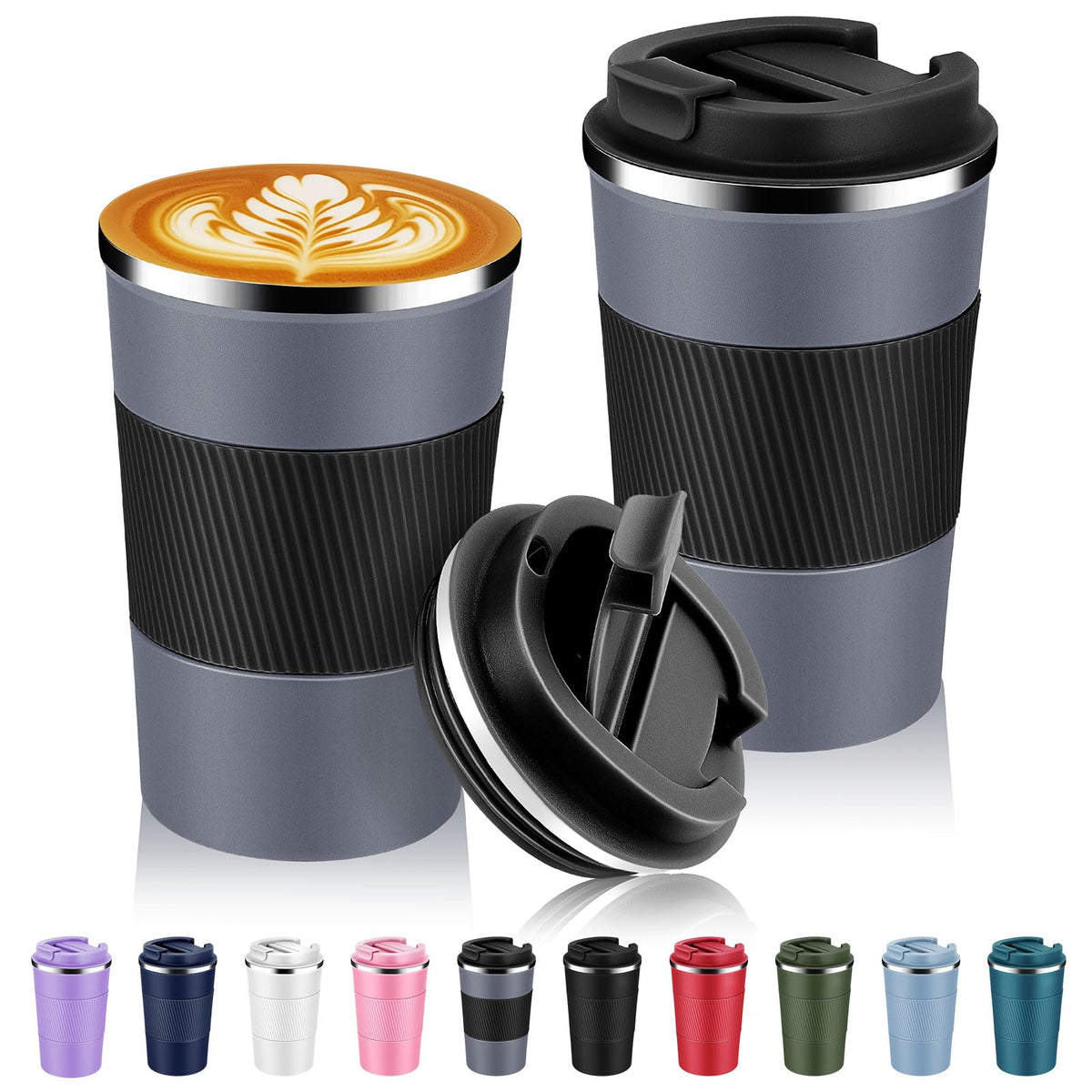 Volhoply 13 oz Stainless Steel Insulated Travel Coffee Cup with Fip Lid,Reusable Double Wall Vacuum Metal Coffee Mug,Portable to Go Leak Proof Cafe Mugs for Hot & Cold Drinks(Pink,1)