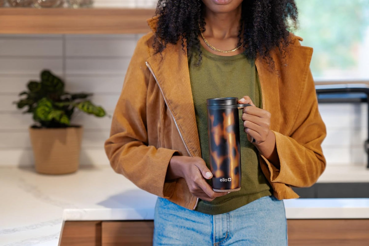 Ello Magnet 18oz Insulated Stainless Steel Travel Mug, Tortoiseshell
