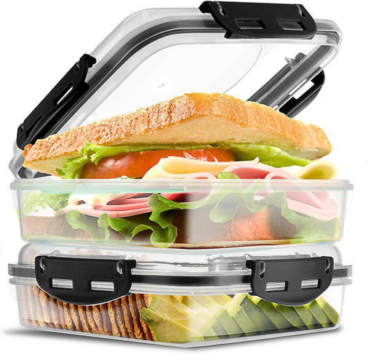 Tafura 2 Pack Sandwich Containers with Lids, BPA-Free, Black