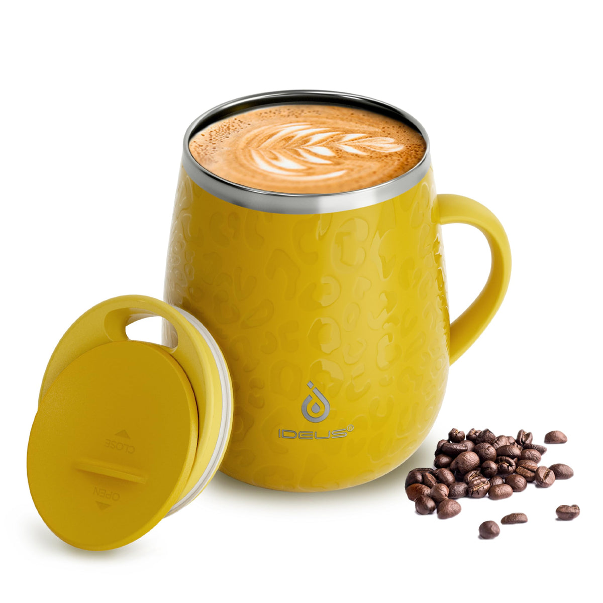 Ideus 16 oz Insulated Coffee Mug with Lid and Handle (Sakura Pink 2.0)