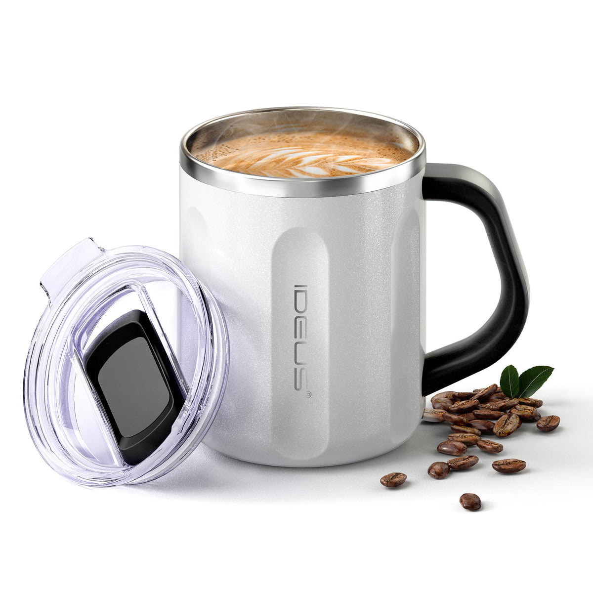 Ideus 16 oz Insulated Coffee Mug with Lid and Handle (Sakura Pink 2.0)
