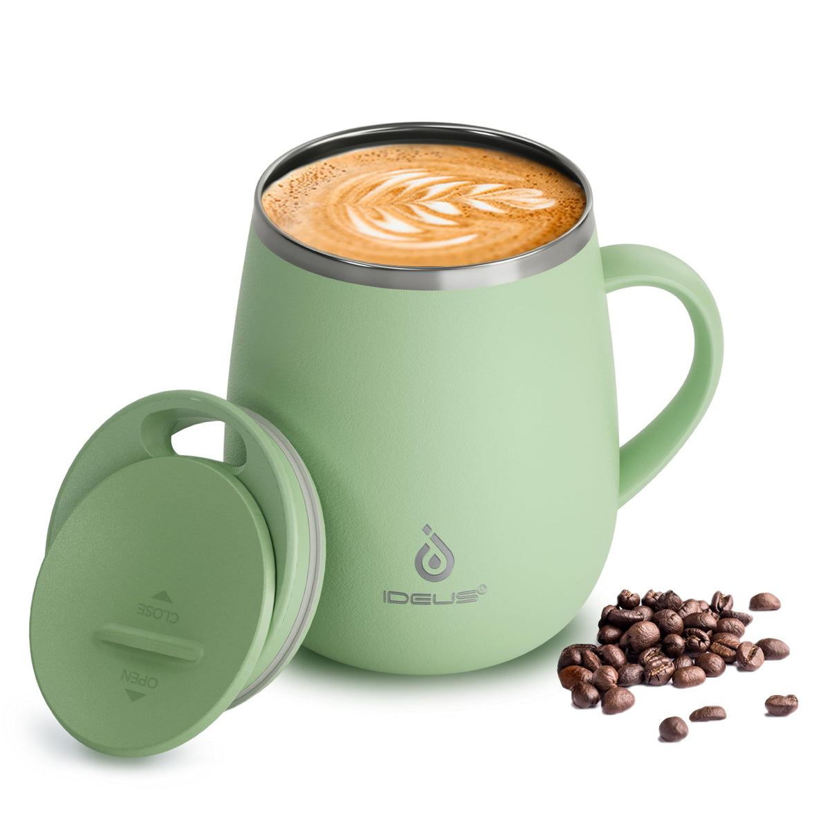 Ideus 16 oz Insulated Coffee Mug with Lid and Handle (Sakura Pink 2.0)