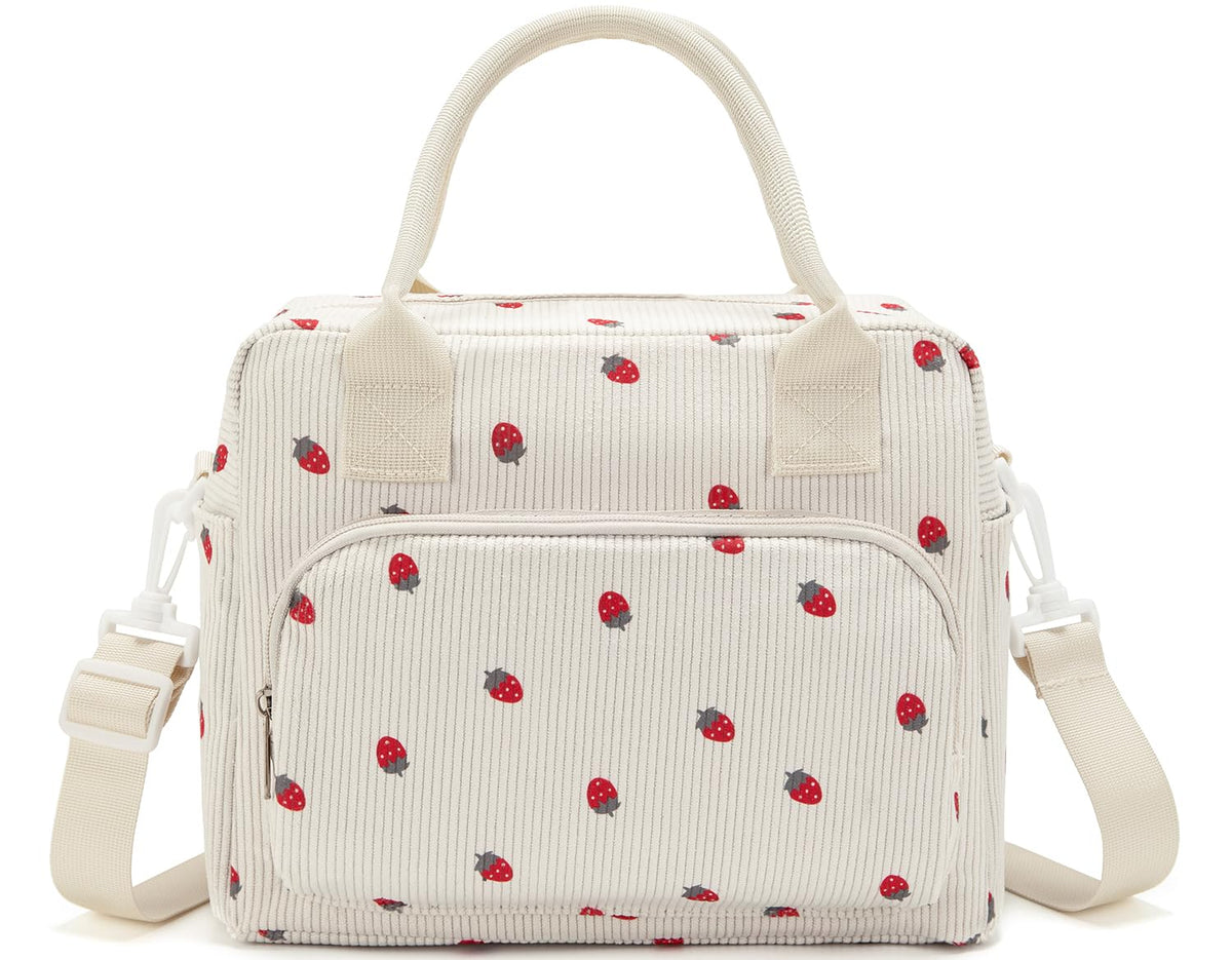 Lunch Bag Women Lunch Box for Women Adult Cute Insulated Lunch Bag Lager Cooler Lunch Tote Bags for Work Picnic (Beige-Brown Plaid)