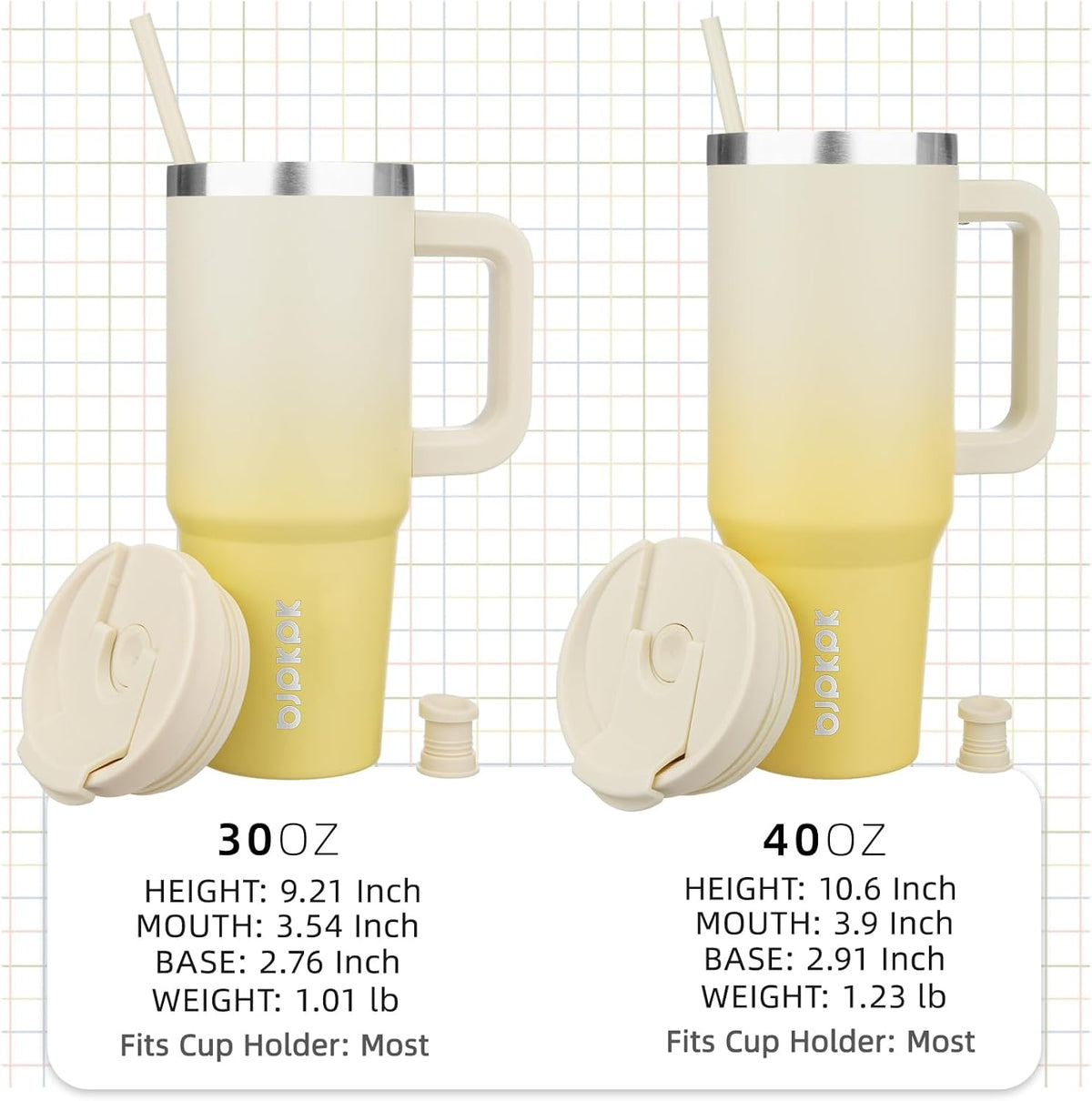 BJPKPK 30 oz Insulated Tumbler with Handle & Straw, Stainless Steel