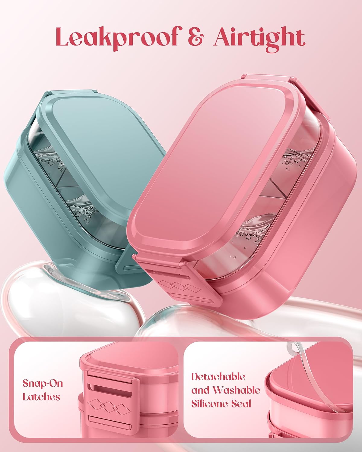 Bento Lunch Box, 65 oz 3-Tier Stackable Lunch Container, Adjustable 2/3 Tier Design, BPA-Free Food-Grade Plastic, Leakproof, Microwave & Dishwasher Safe, Pink