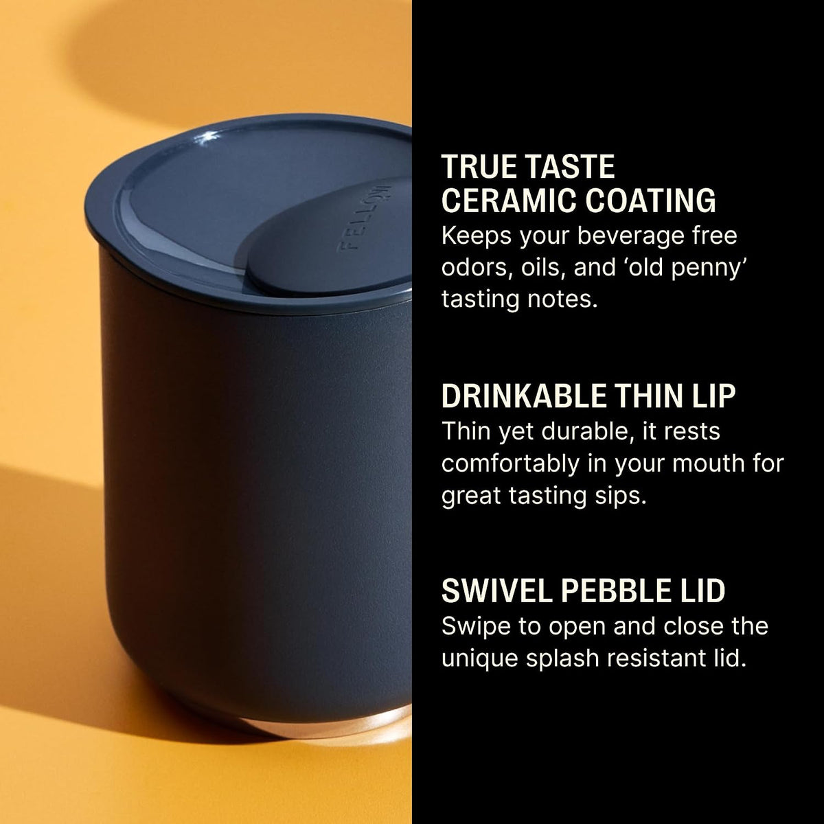 Fellow Rocky 10 oz Ceramic Lined Lowball Tumbler for Whiskey & Cocktails