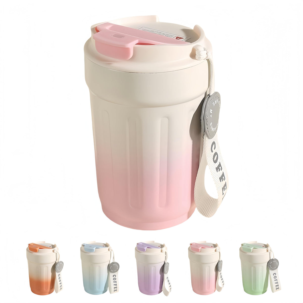 14oz Portable Vacuum Insulated Coffee Mug, Ceramic Lined Travel Cup