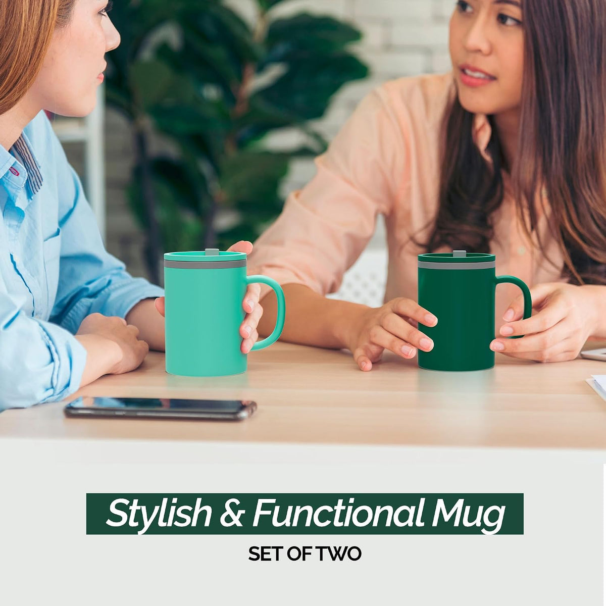 Copco Iconic Desk Mug 16 Oz - Green/Hunter Green, Set of 2