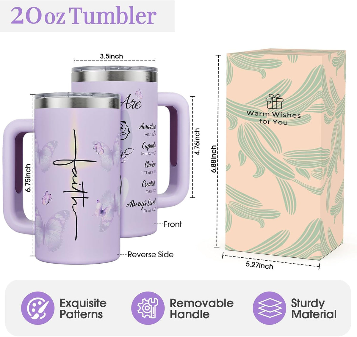 Christian Gifts for Women, 20oz Insulated Religious Coffee Mug With Handle