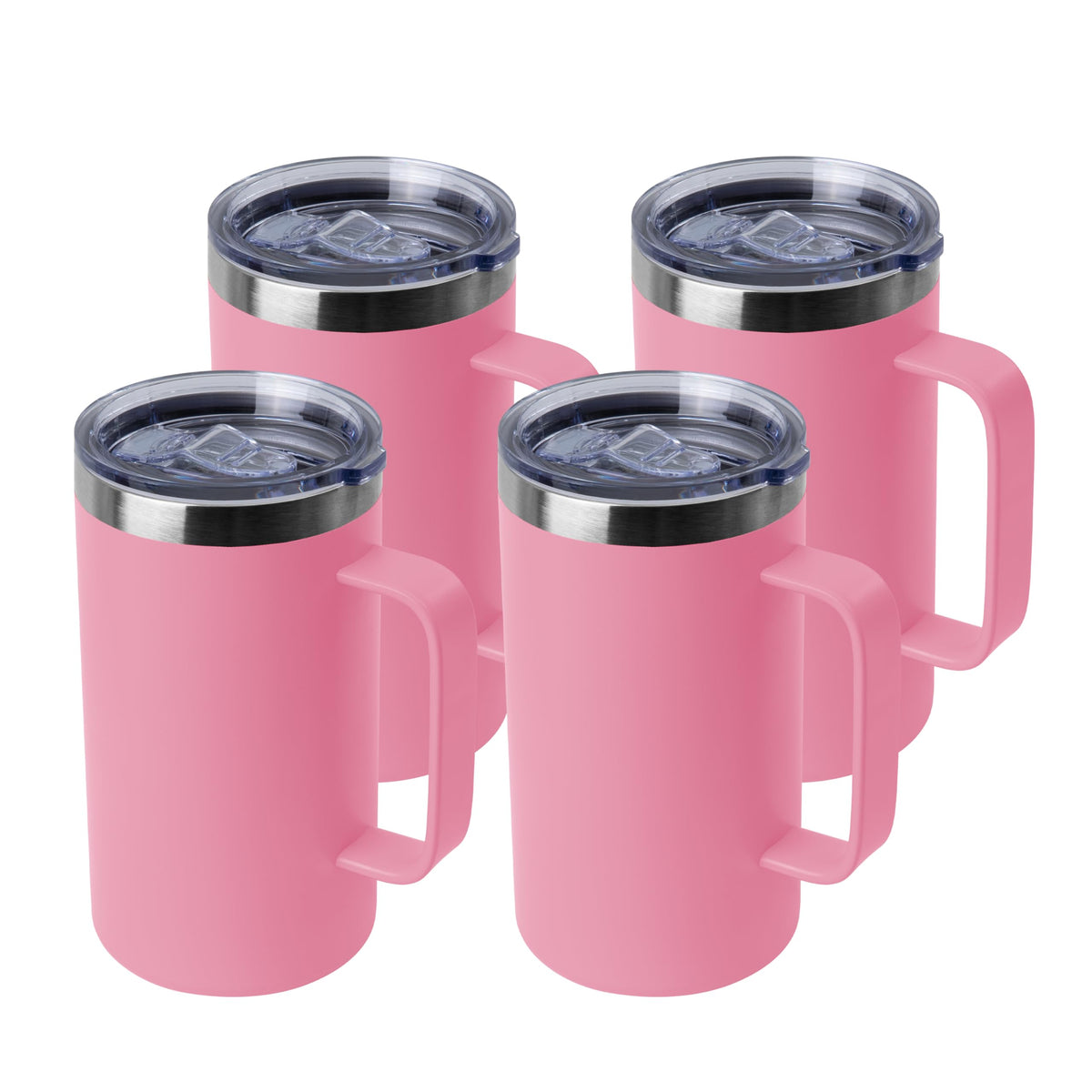 DOMICARE 24oz Mug with Handle and Lid, Stainless Steel Coffee Mug, Reusable Insulated Cup, Travel Mug with Handle, Double Wall Vacuum Coffee Tumbler for Men and Women, Dark Purple, Pack 1