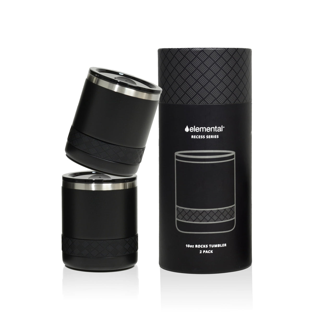 Elemental Recess Lowball 10oz Stainless Steel Tumbler Whiskey Glass w/Lid