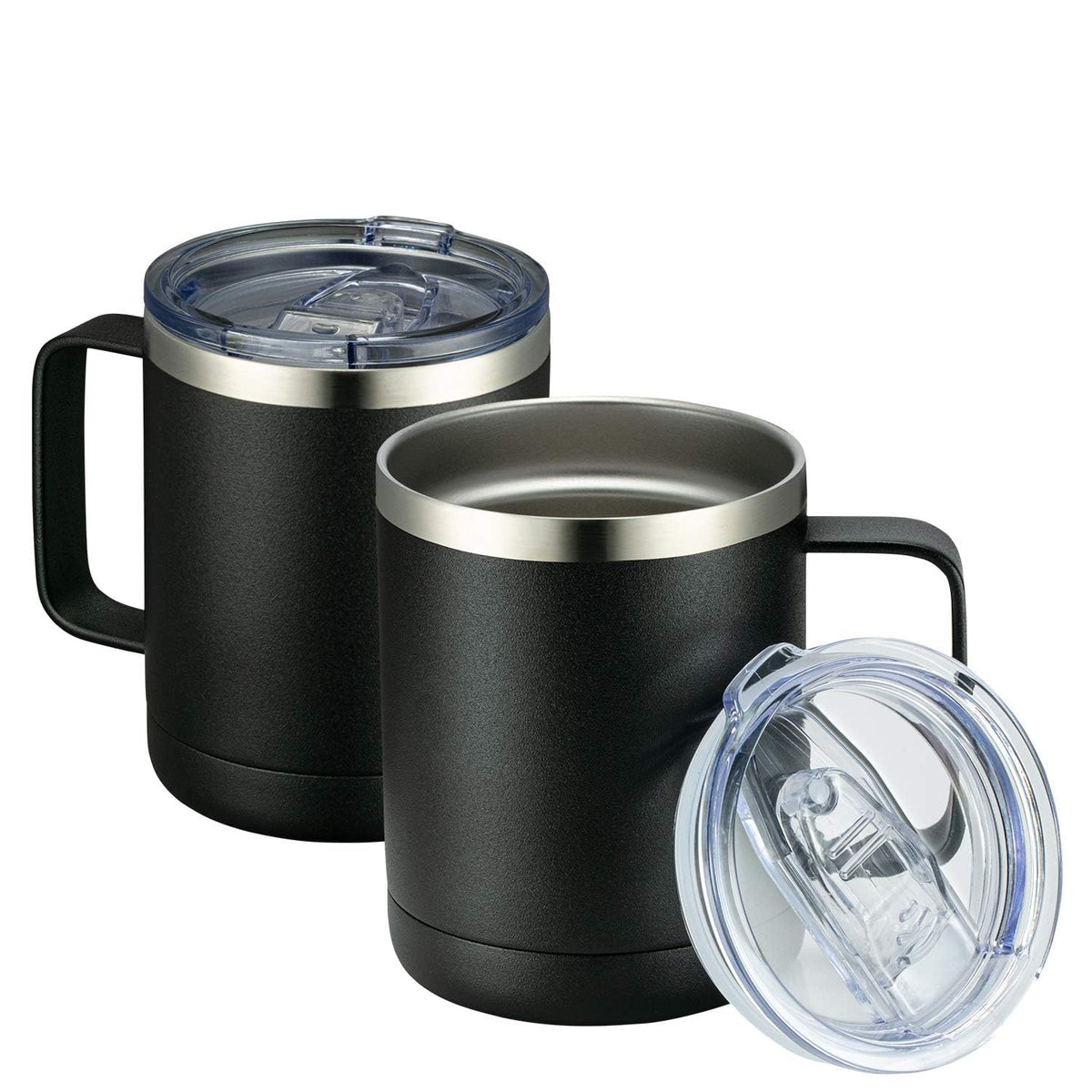 MEWAY 12oz Coffee Mug With Handle and Sliding Lid,Stainless Steel Travel Tumbler Cup with Handle,Double Wall Vacuum Insulated Camping Cup for Hot & Cold Drinks Tea (Lilac,Set of 1)