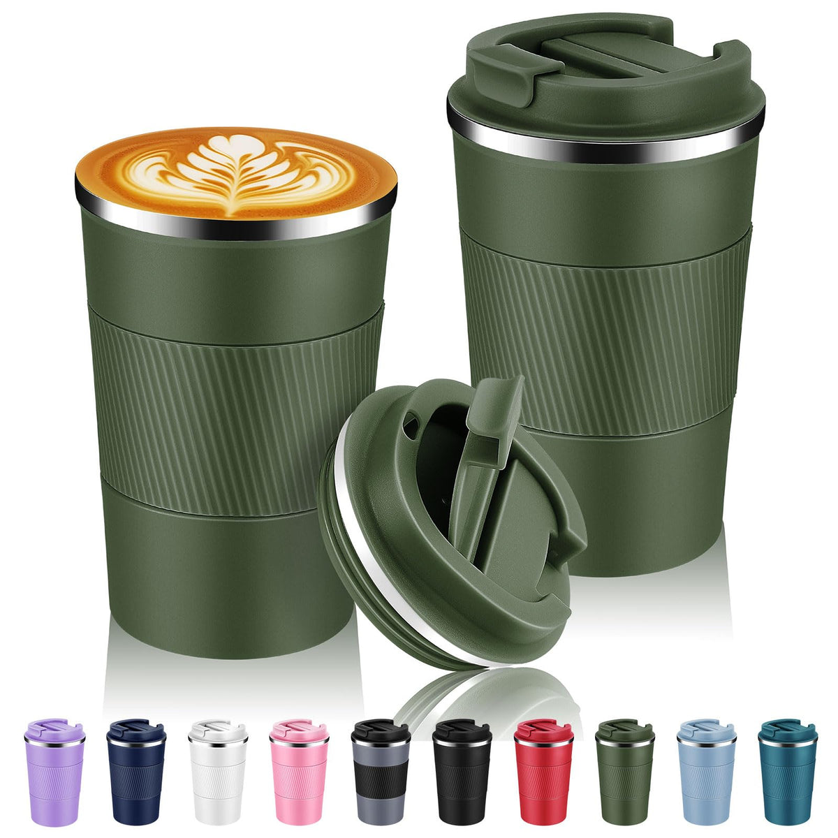 Volhoply 13 oz Stainless Steel Insulated Travel Coffee Cup with Fip Lid,Reusable Double Wall Vacuum Metal Coffee Mug,Portable to Go Leak Proof Cafe Mugs for Hot & Cold Drinks(Pink,1)
