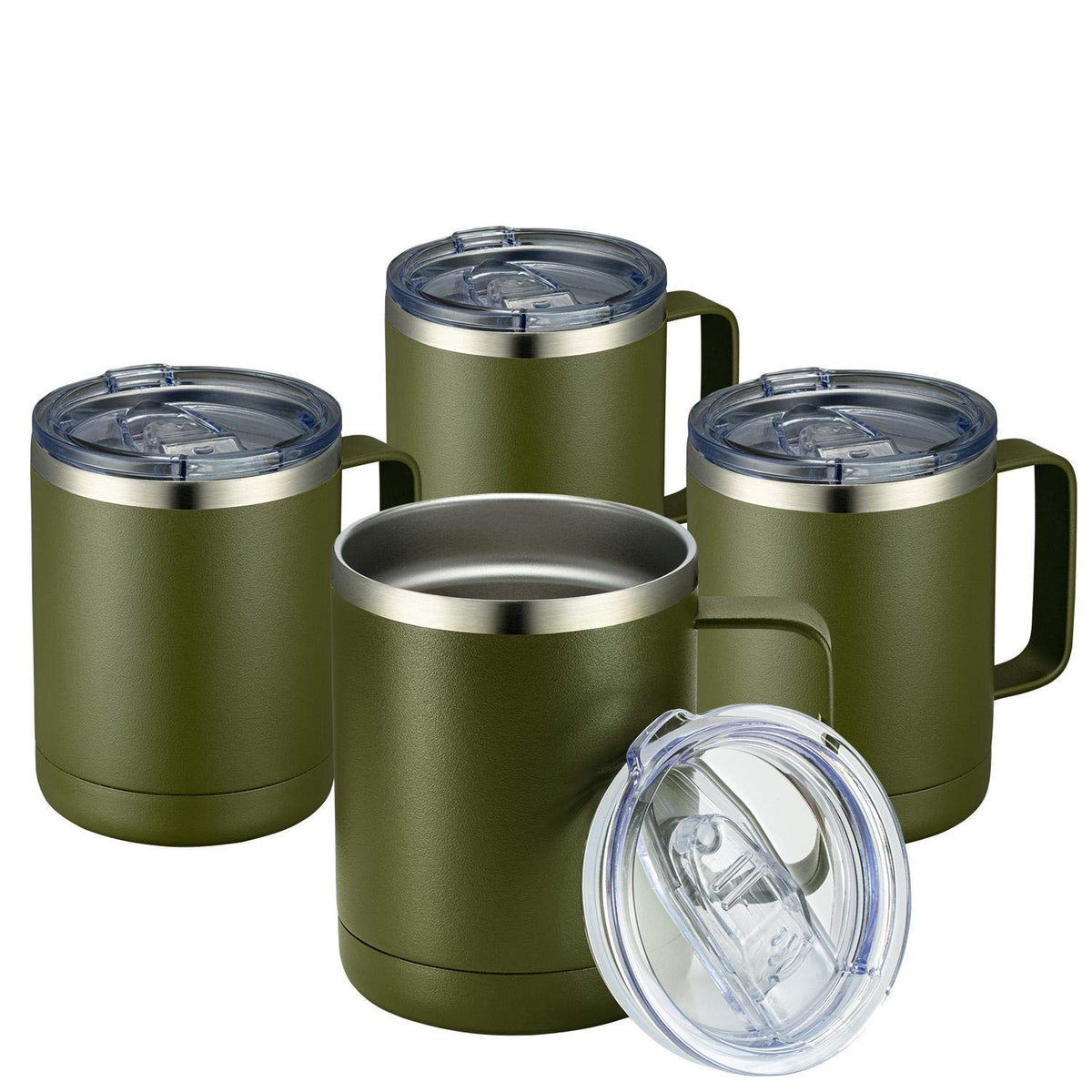 MEWAY 12oz Coffee Mug With Handle and Sliding Lid,Stainless Steel Travel Tumbler Cup with Handle,Double Wall Vacuum Insulated Camping Cup for Hot & Cold Drinks Tea (Lilac,Set of 1)
